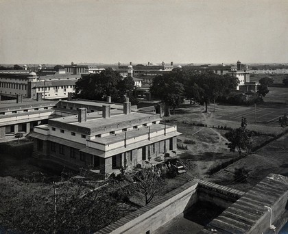 Lady Hardinge Medical College and Hospital, Delhi: aerial view. Photograph, 1921.