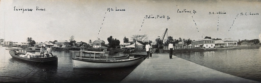 Port in Bonthe, Sierra Leone. Photograph, c. 1911.