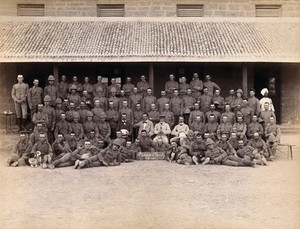 view A group of volunteers involved with the Karachi Plague Committee, India. Photograph, 1897.