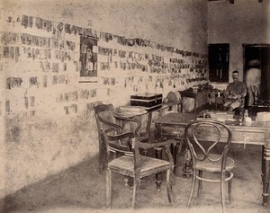 view The office of an officer who works for the Karachi Plague Committee, India. Photograph, 1897.