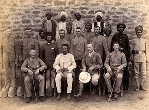 view A group of plague staff, part of the Karachi Plague Committee, India. Photograph, 1897.