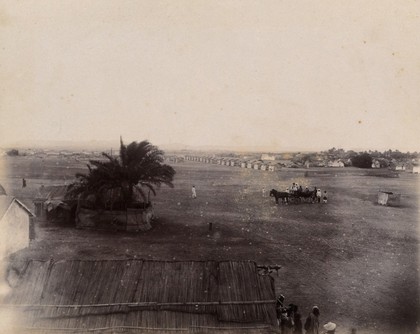 A segregation camp during bubonic plague outbreak, Karachi, India. Photograph, 1897.