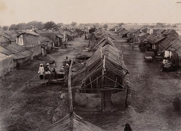 A segregation camp during bubonic plague outbreak, Karachi, India. Photograph, 1897.