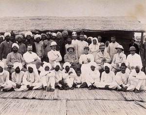 view Patients who are about to be discharged from hospital, during bubonic plague outbreak, Karachi, India. Photograph, 1897.