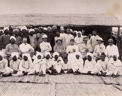 Patients who are about to be discharged from hospital, during bubonic plague outbreak, Karachi, India. Photograph, 1897.