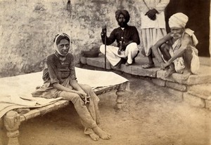 view Female patient with bubonic plague in Karachi, India. Photograph, 1897.