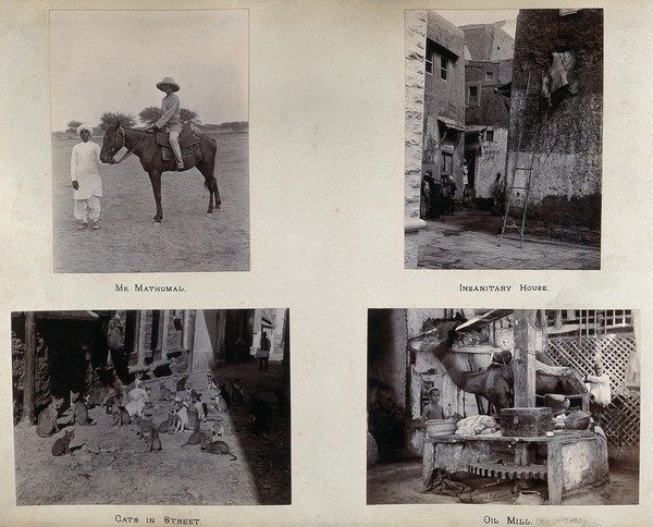 Plague house being marked with paint, during an outbreak of bubonic plague in Karachi, India. Photograph, 1897.