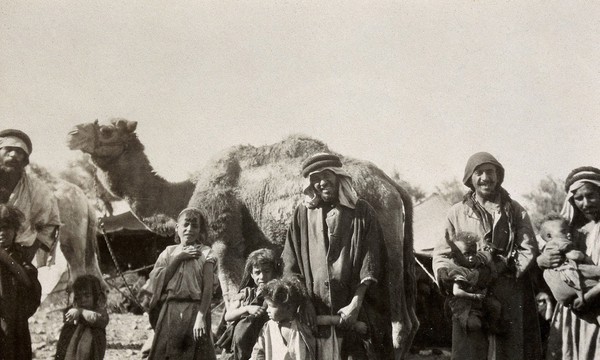 Smallpox epidemic, Palestine: group of people from a camp.