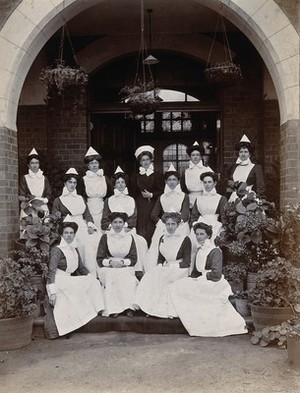 view Johannesburg Hospital, South Africa: nursing staff. Photograph, c. 1905.