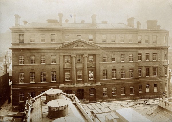 The Royal United Hospital, Bath: exterior of main building. Photograph, ca. 1870.