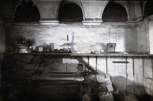 view The pharmacy at the College of Rome, viewed from the west side. Photograph.