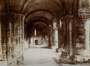 view The church of St. Bartholomew the Great: interior view showing north ambulatory, looking east. Photograph by W.F. Taylor, c. 1912.