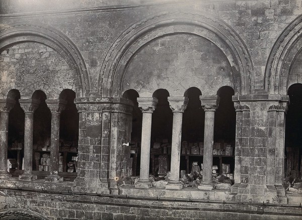 The church of St. Bartholomew the Great: interior view showing north triforium. Photograph by W.F. Taylor, c. 1912.