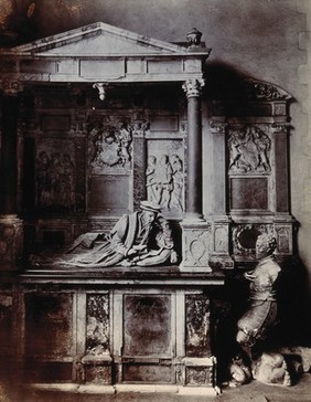 The church of St. Bartholomew the Great: interior view showing the monument of Lord Rich. Photograph.