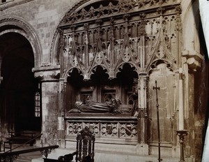 view The church of St. Bartholomew the Great: interior view showing Rahere's monument. Photograph by Rev. C.F. Fison.