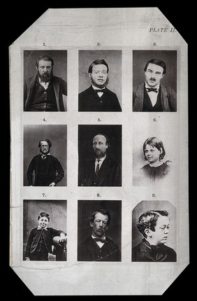 Small images of men and children, all of whom show signs of insanity. Nine process prints.