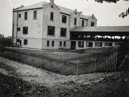 Mansura Ophthalmic Hospital, Egypt: exterior. Photograph, 1912.