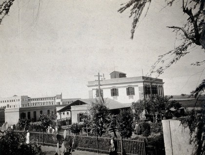 Shebin el Kom Ophthalmic Hospital, Egypt: exterior. Photograph, 1915.