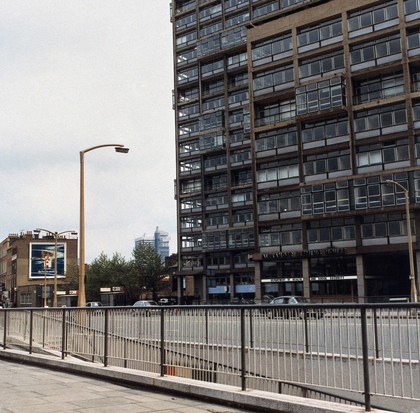 Alexander Fleming House (Department of Health and Social Security), London, England: exterior. Photograph by H. Windsley, 1972.