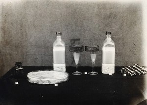 view The Pasteur Institute, Kasauli, India: equipment used for inoculation against rabies. Photograph, ca. 1910.