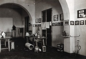 view The anti-malaria school, Nettuno, Italy: laboratory interior. Photograph, 1910/1937 (?).