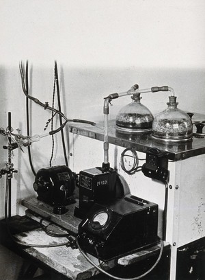 view Yellow fever: laboratory equipment. Photograph, 1910/1930 (?).