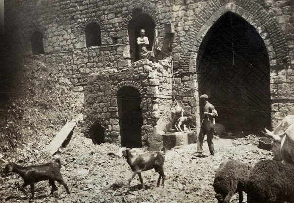 The bathing house (hammam), the Bab Sidra mosque, Alexandria, Egypt: during a typhus epidemic. Photograph, 1915/1925 (?).