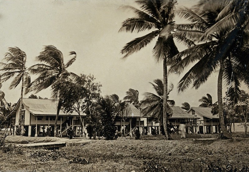 Leper asylum, Guyana (formerly British Guiana): wooden residences for ...