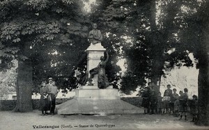 view Jean-Louis-Armand Quatrefages de Breau, French naturalist: his statue in the public gardens in Vallerangue, France. Photographic postcard, 1900/1910.