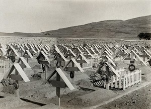 view World War One: military cemetery. Photograph, 1914/1918.