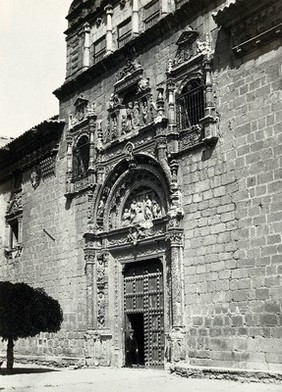 Hospital de Santa Cruz, Toledo, Spain: the ornate 16th century doorway. Photograph by Linares, ca. 1935.