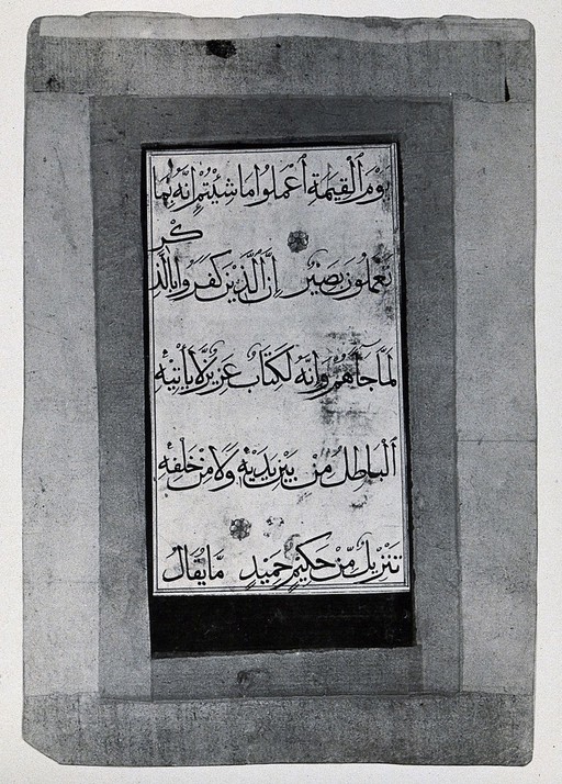 Writing on back of Persian anatomical miniature