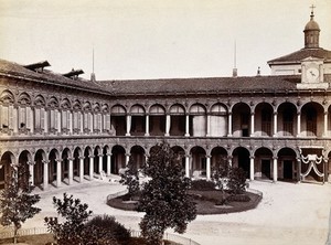 view Ospedale Maggiore, Milan: the courtyard. Photograph by G. Brogi, 18--.
