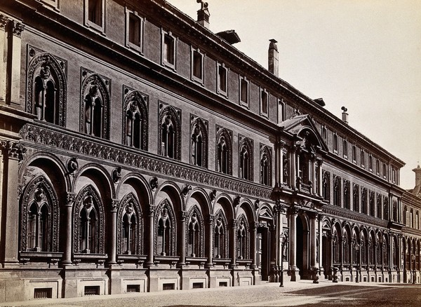 Ospedale Maggiore, Milan: the street frontage. Photograph by G. Brogi, 18--.