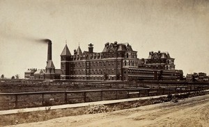 view Cook County Hospital, Chicago: exterior. Photograph, 187-.