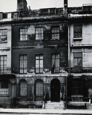 view 4 George Street, London, subsequently 171 Gower Street, the home of the University Dispensary 1828-1834. Photograph, 1960.