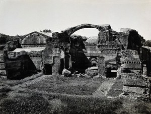 view Tivoli, Italy: the baths at Hadrian's Villa, a view of the ruins. Photograph by Alinari, 1931.