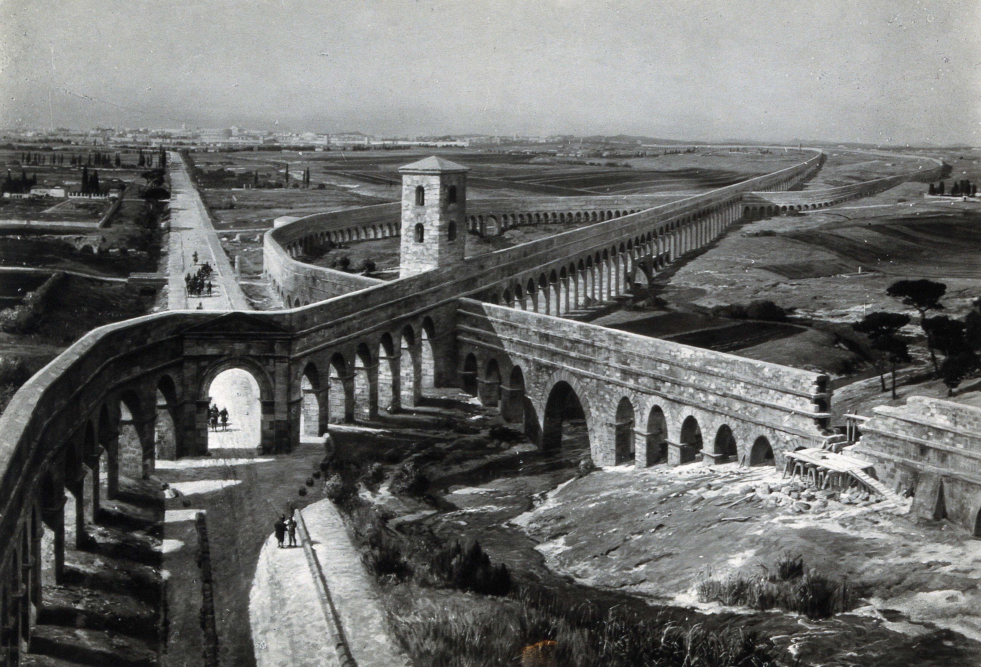 Roman aqueducts in Via Latina, to the southeast of Rome ...