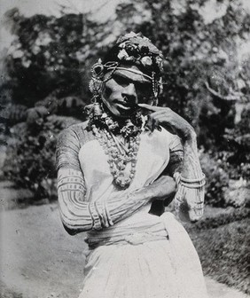 Ceylon: Tamil devil dancer. Photograph, ca. 1906.