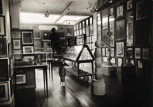 Wellcome Historical Medical Museum, Wigmore Street, London: chemistry section of first floor galleries. Photograph, 1926.