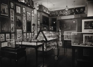 view Wellcome Historical Medical Museum, Wigmore Street, London: alchemy and chemistry section of first floor galleries. Photograph, 1924.