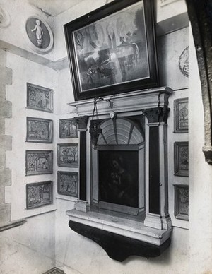 view Wellcome Historical Medical Museum, Wigmore Street, London: the Chapel of Votive Tablets. Photograph from a negative of 1913.