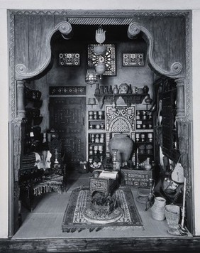 The Wellcome Research Institution, Euston Road, London: a reconstruction of an Arabic pharmacy from Damascus, 1959-1989. Photograph.