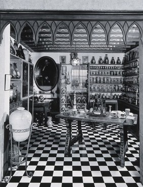 The Wellcome Research Institution, Euston Road, London: a reconstruction of a Spanish pharmacy, 1935-1946. Photograph.