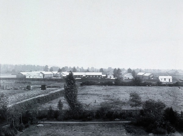 Gloucester smallpox epidemic, 1896: the isolation hospital seen from outside. Photograph by H.C.F., 1896.