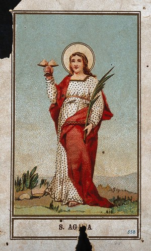 view Saint Agatha. Colour lithograph.