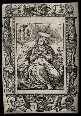 Saint Agnes. Woodcut.