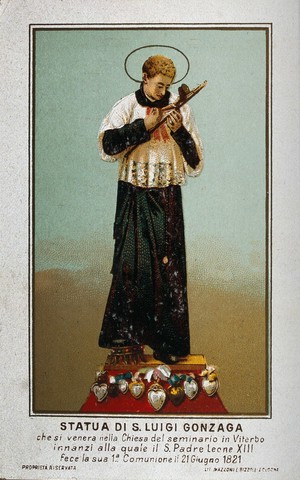 view Saint Aloysius Gonzaga. Colour lithograph.