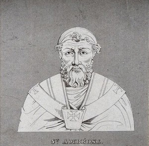 view Saint Ambrose. Steel engraving.