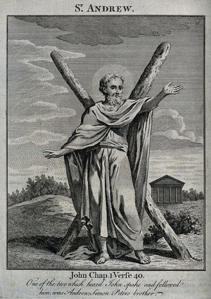 view Saint Andrew. Engraving.